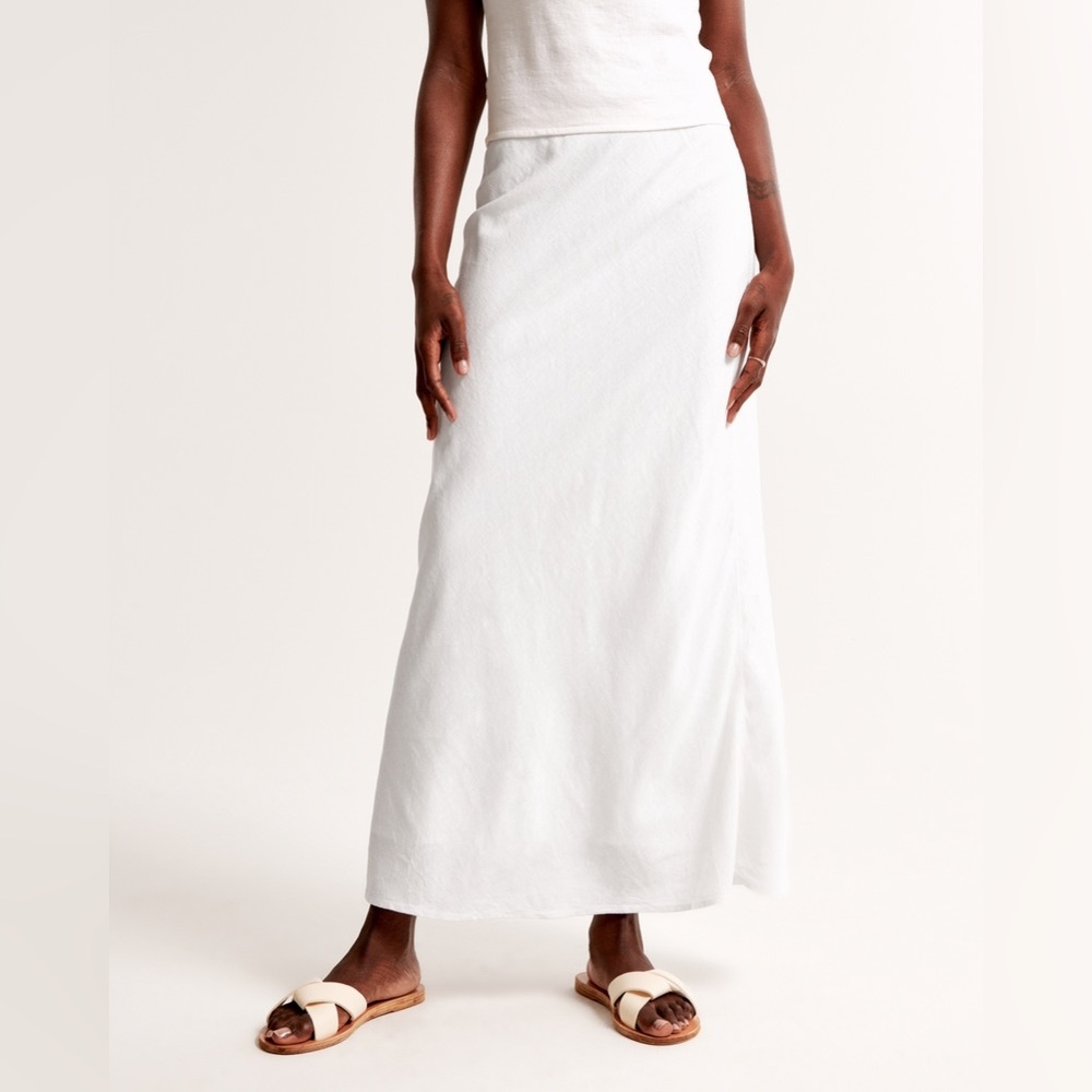 Abercrombie Petite Linen-Blend Column Maxi Skirt